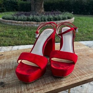 vince camuto cherry red platform block heels